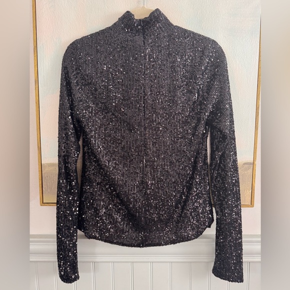 RONNY KOBO Black Sequin Tivia Top Mock Neck Turtleneck Size M - Picture 7 of 7
